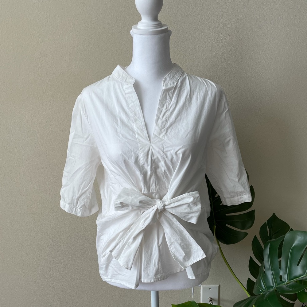 JCREW White Bow Top